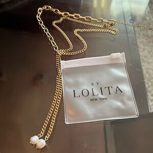 Gold Pearl Drop Necklace